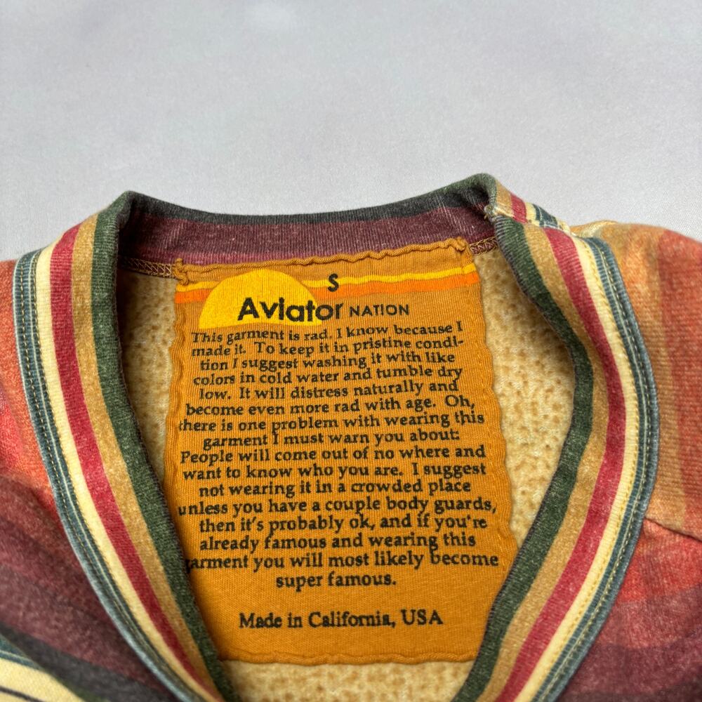 Aviator Nation Tulum Bolt Stitch Crewneck Sweatshirt Serape Stripe Small - Picture 4 of 9